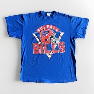 Vintage Buffalo Bills Shirt Mens Large Blue NFL Football Trench USA 80s